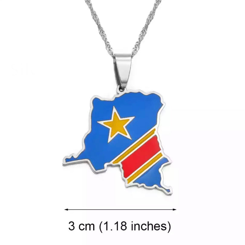 Congo Flag Necklace | silver