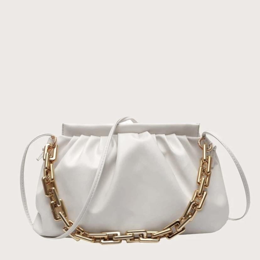 Sienna Gold Chain Bag | white - SHOP LANI