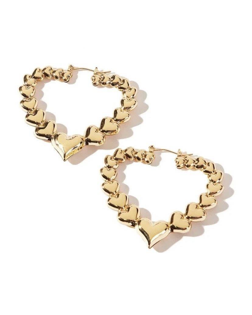 Heart Charm Hoops - SHOP LANI