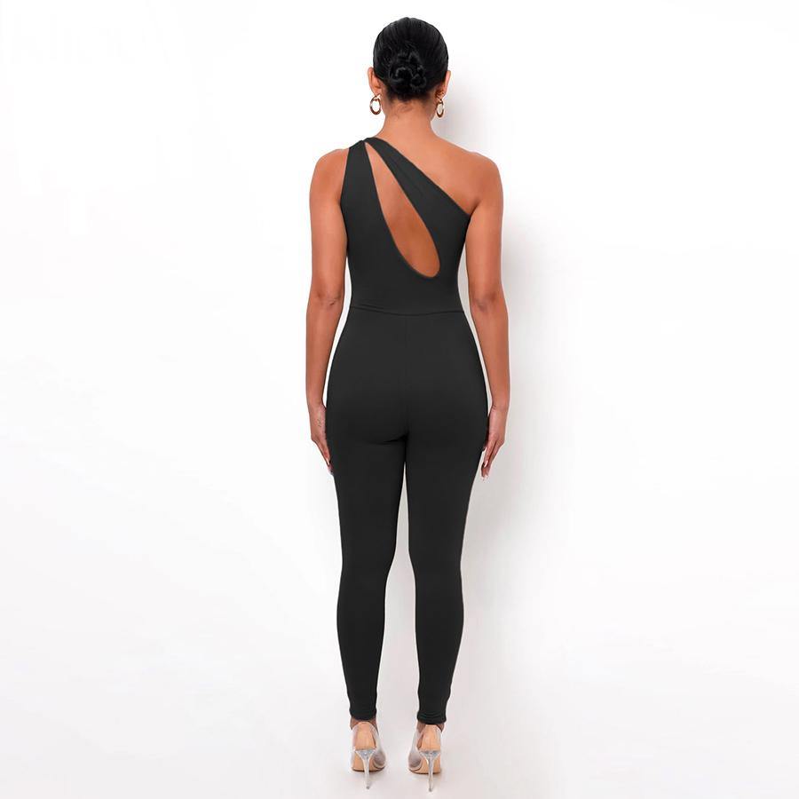 Joy One Shoulder Jumpsuit - black - SHOP LANI