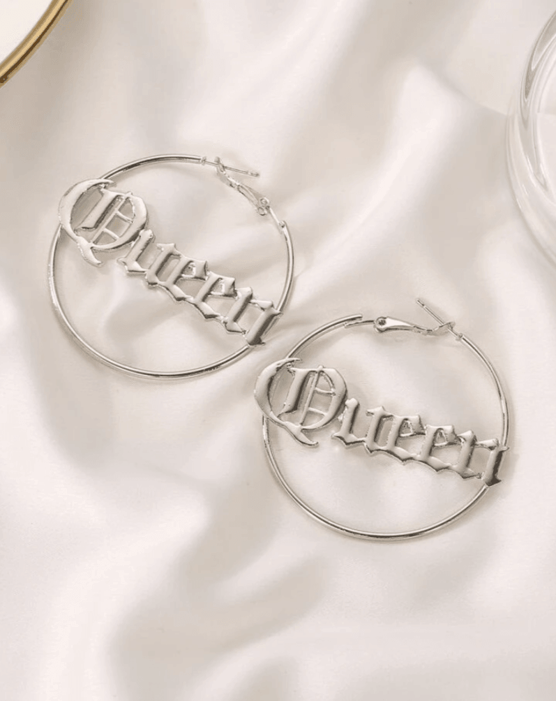 Silver Queen Font Hoops - SHOP LANI