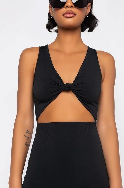 Alessa Front Tie Romper - black - SHOP LANI